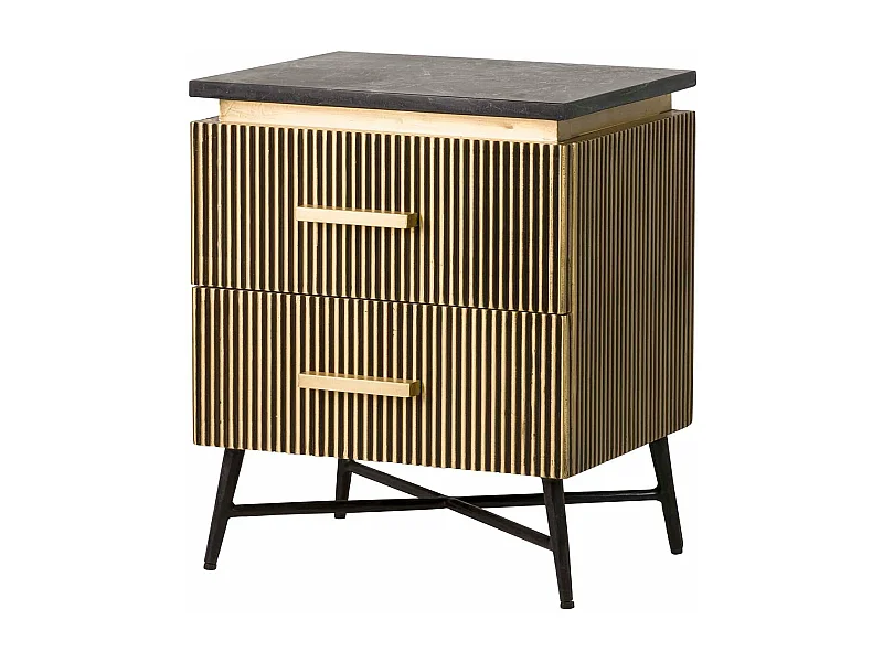 Mesita Piedra Metal Mdf Marrón Lumina 50x40x60 Cm