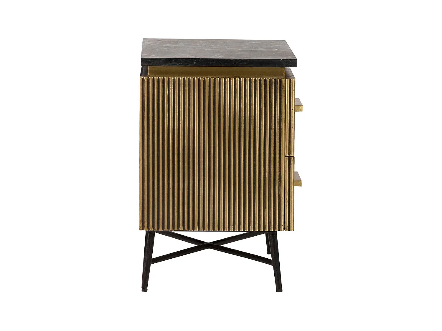 Mesita Piedra Metal Mdf Marrón Lumina 50x40x60 Cm