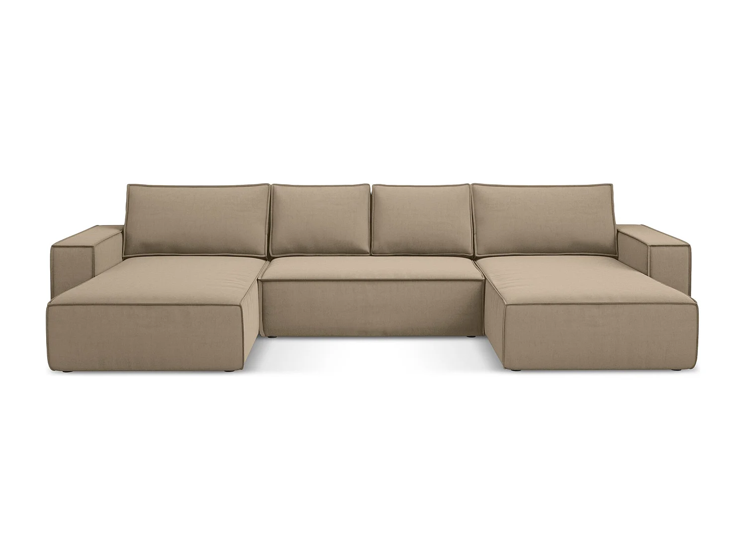 Große Wohnlandschaft - Ecke Rechts - Samt - Hell beige - KIMO