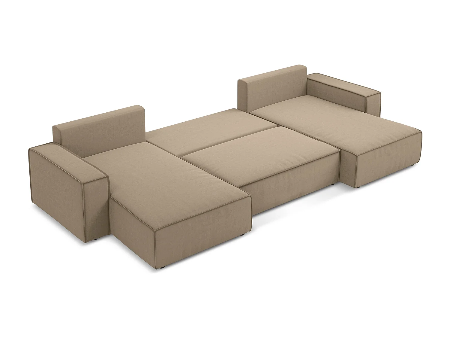 Große Wohnlandschaft - Ecke Rechts - Samt - Hell beige - KIMO