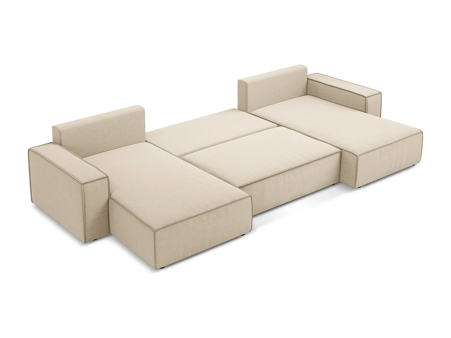 Große Wohnlandschaft - Ecke Rechts - Samt - Hell beige - KIMO