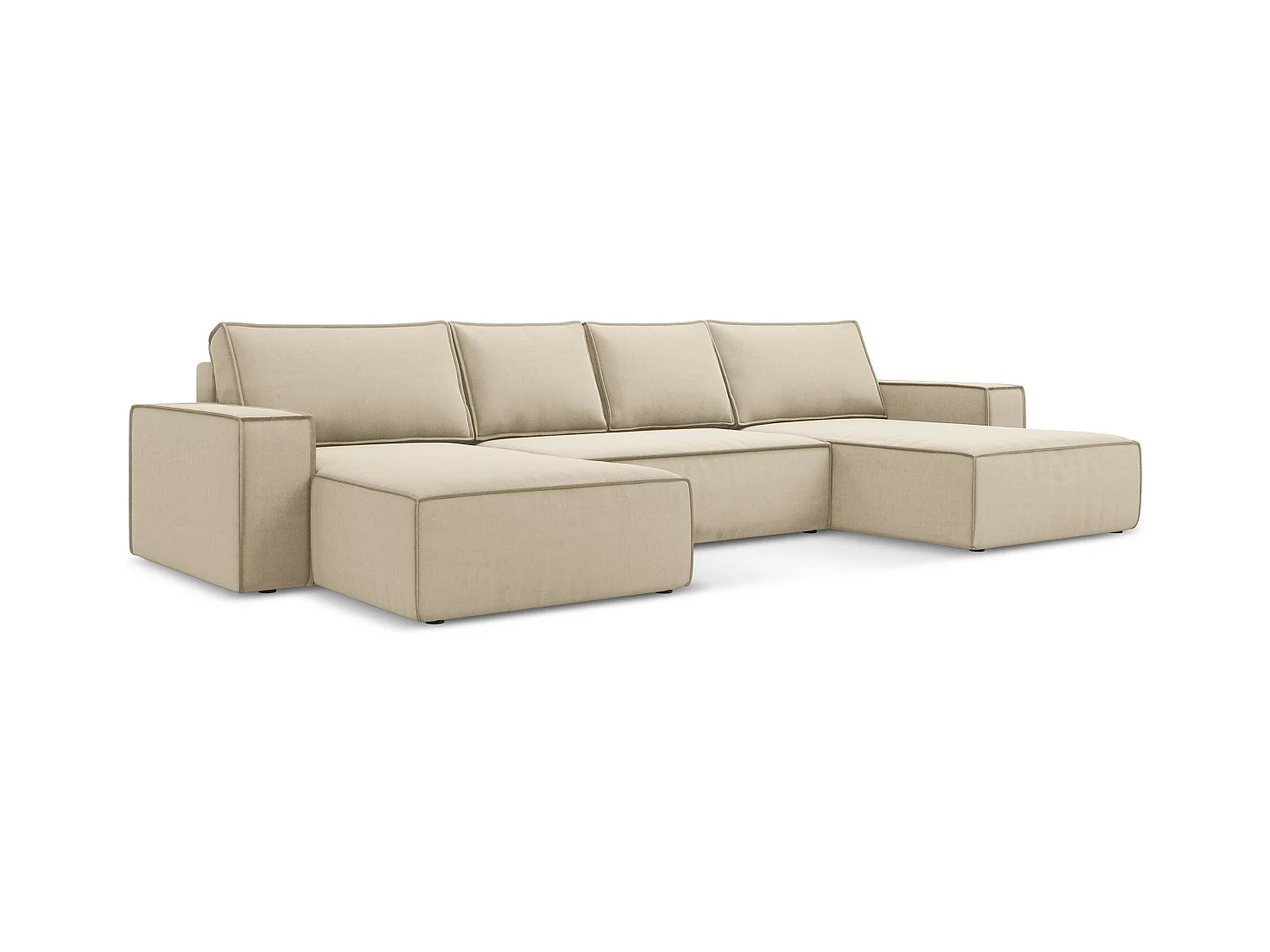 Große Wohnlandschaft - Ecke Rechts - Samt - Hell beige - KIMO