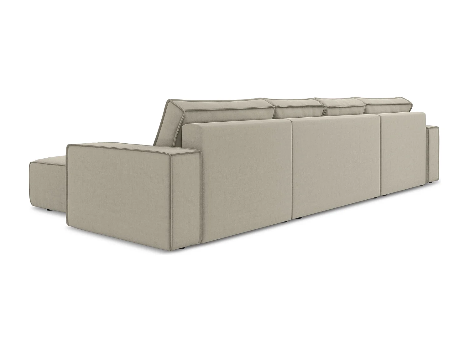 Canapé d'angle panoramique convertible en velours - perle - KIMO