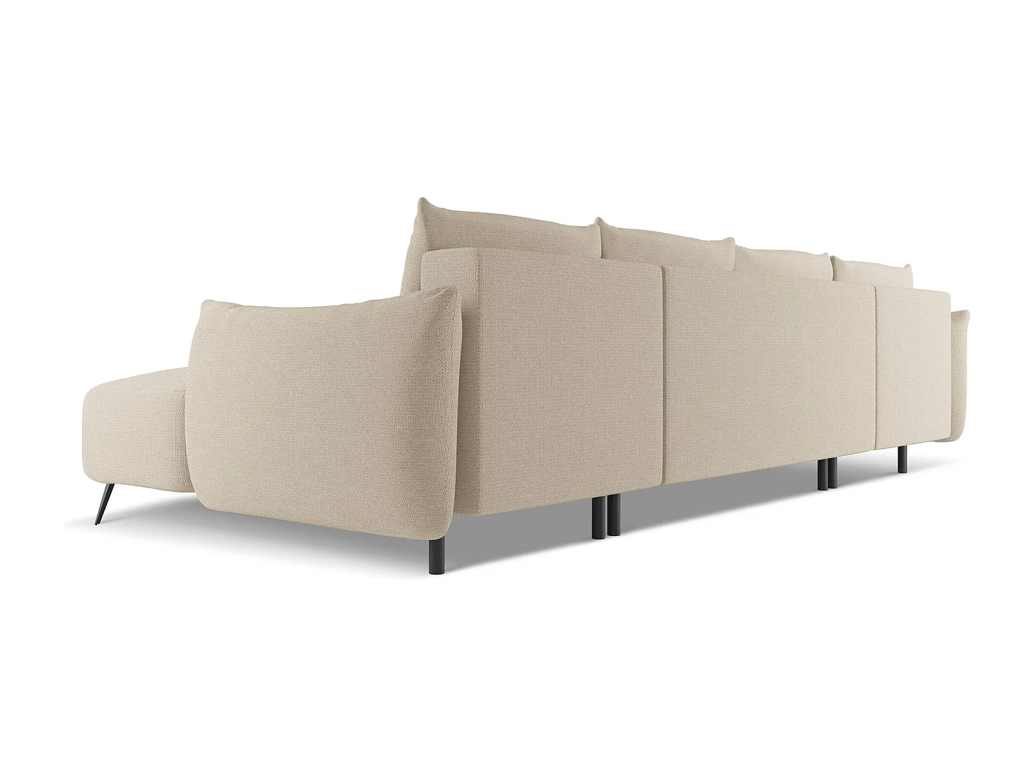 Sofa panoramiczna z funkcją spania - z tkaniny szenilowej - ciemny beż - MALIE