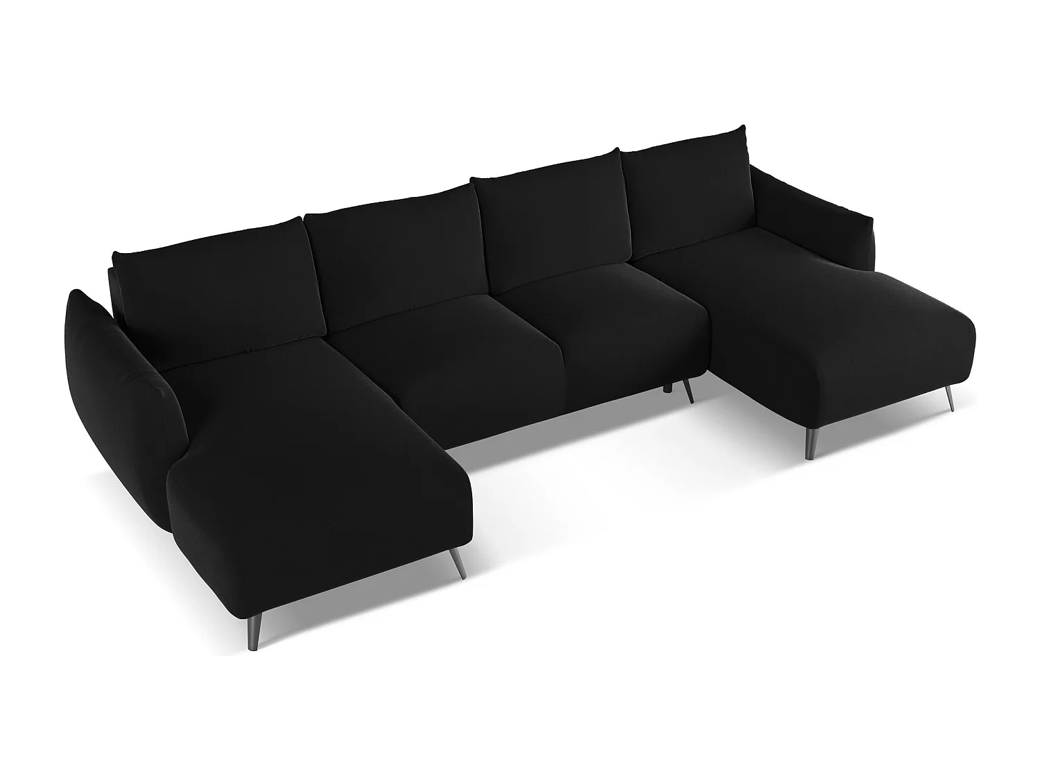 Große Wohnlandschaft - Ecke Rechts - Samt - Schwarz - MALIE