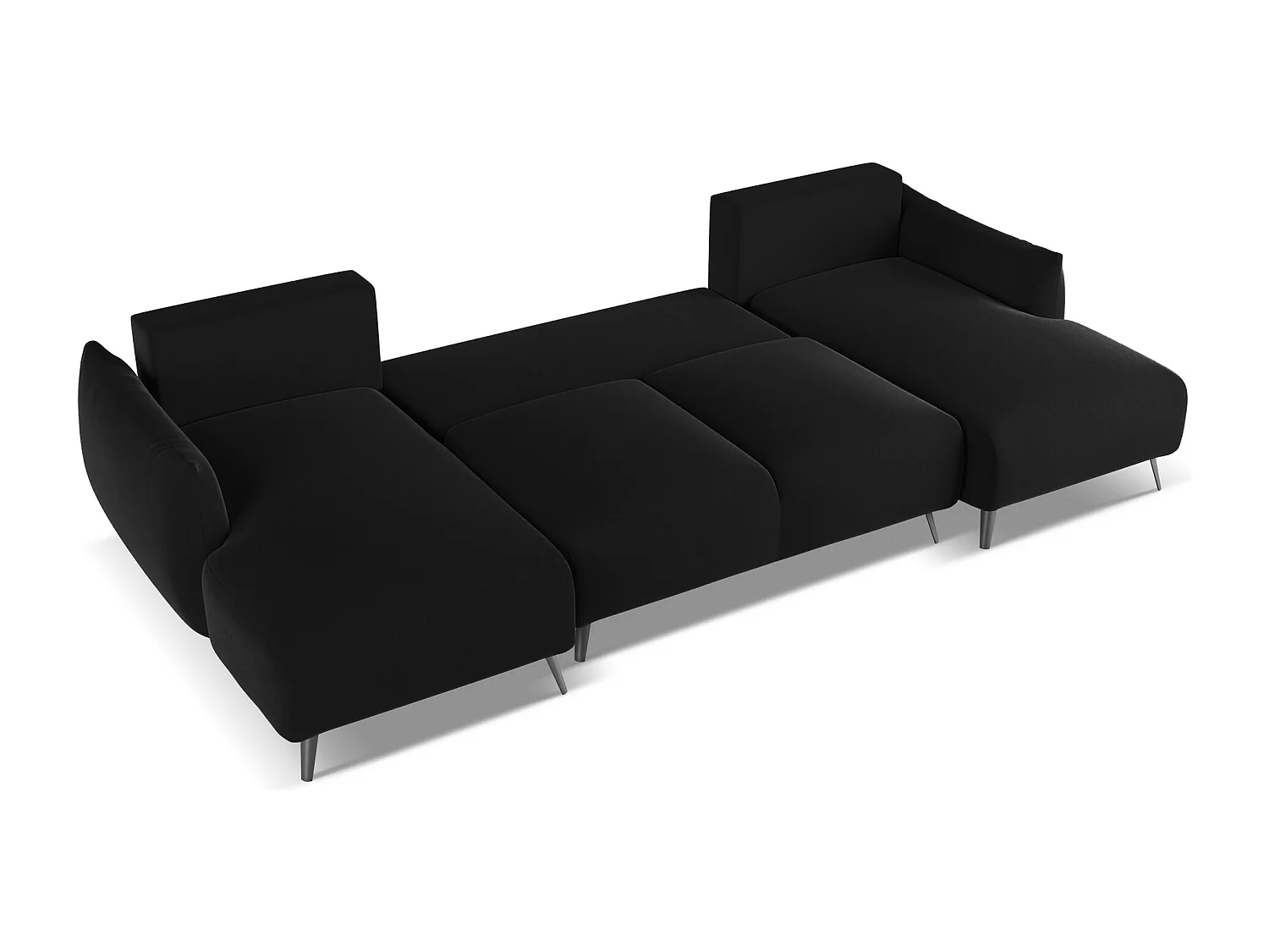 Sofa panoramiczna z funkcją spania - z tkaniny welwetowej - czarny - MALIE