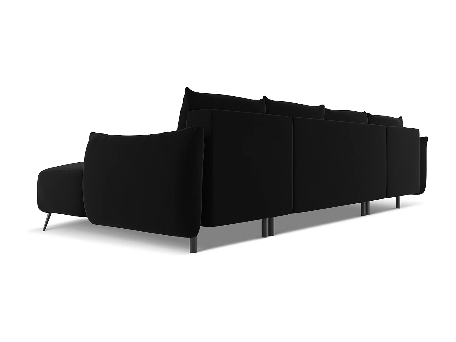 Sofa panoramiczna z funkcją spania - z tkaniny welwetowej - czarny - MALIE