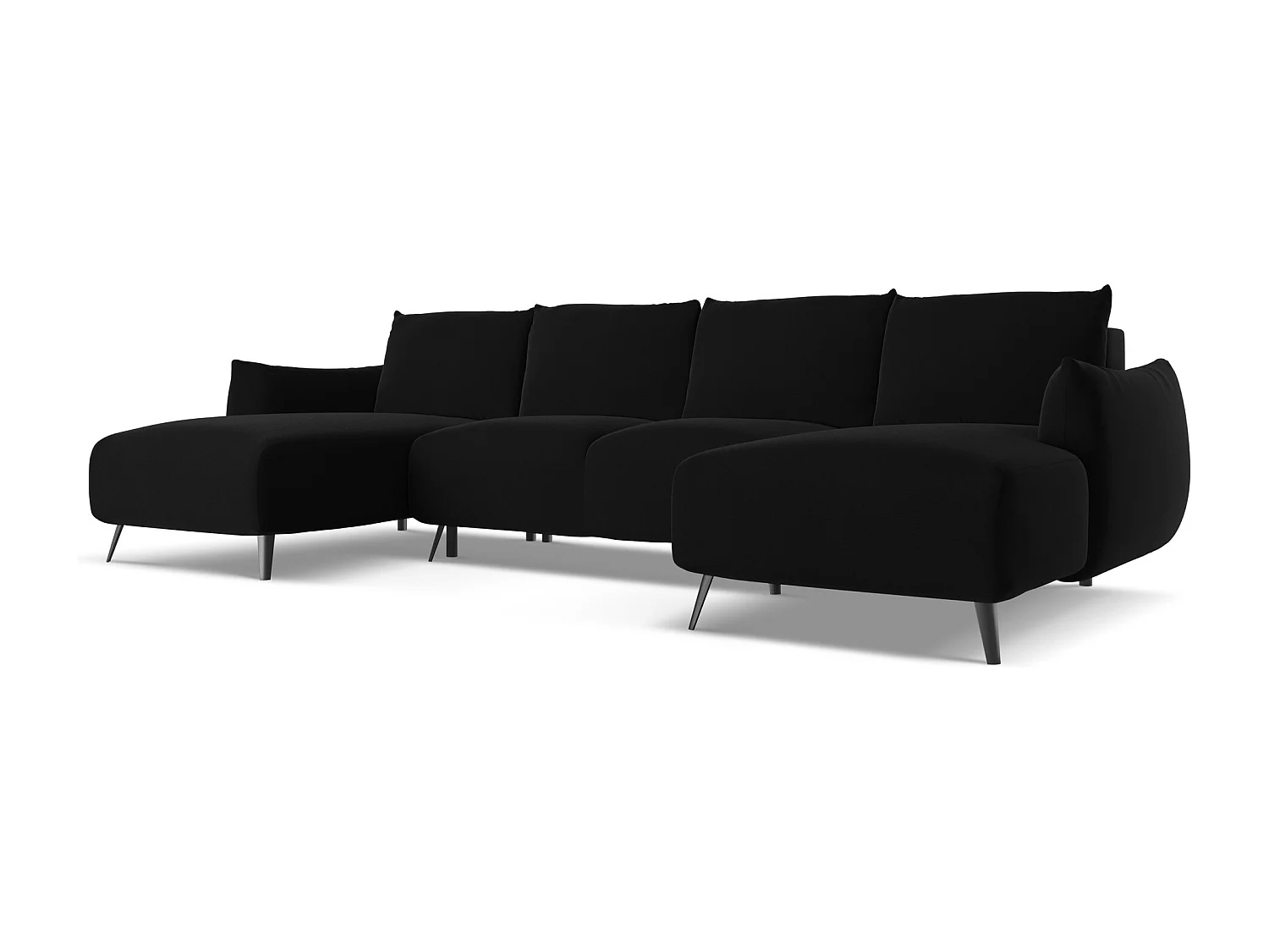 Große Wohnlandschaft - Ecke Rechts - Samt - Schwarz - MALIE