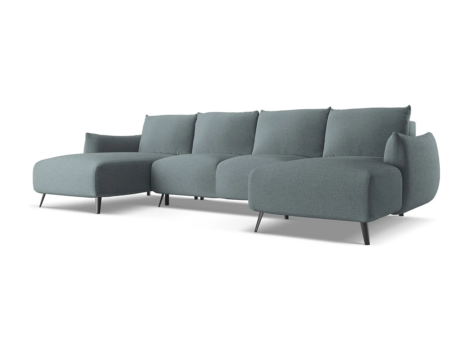 Panoramische hoekbank van jeans chenille stof - MALIE