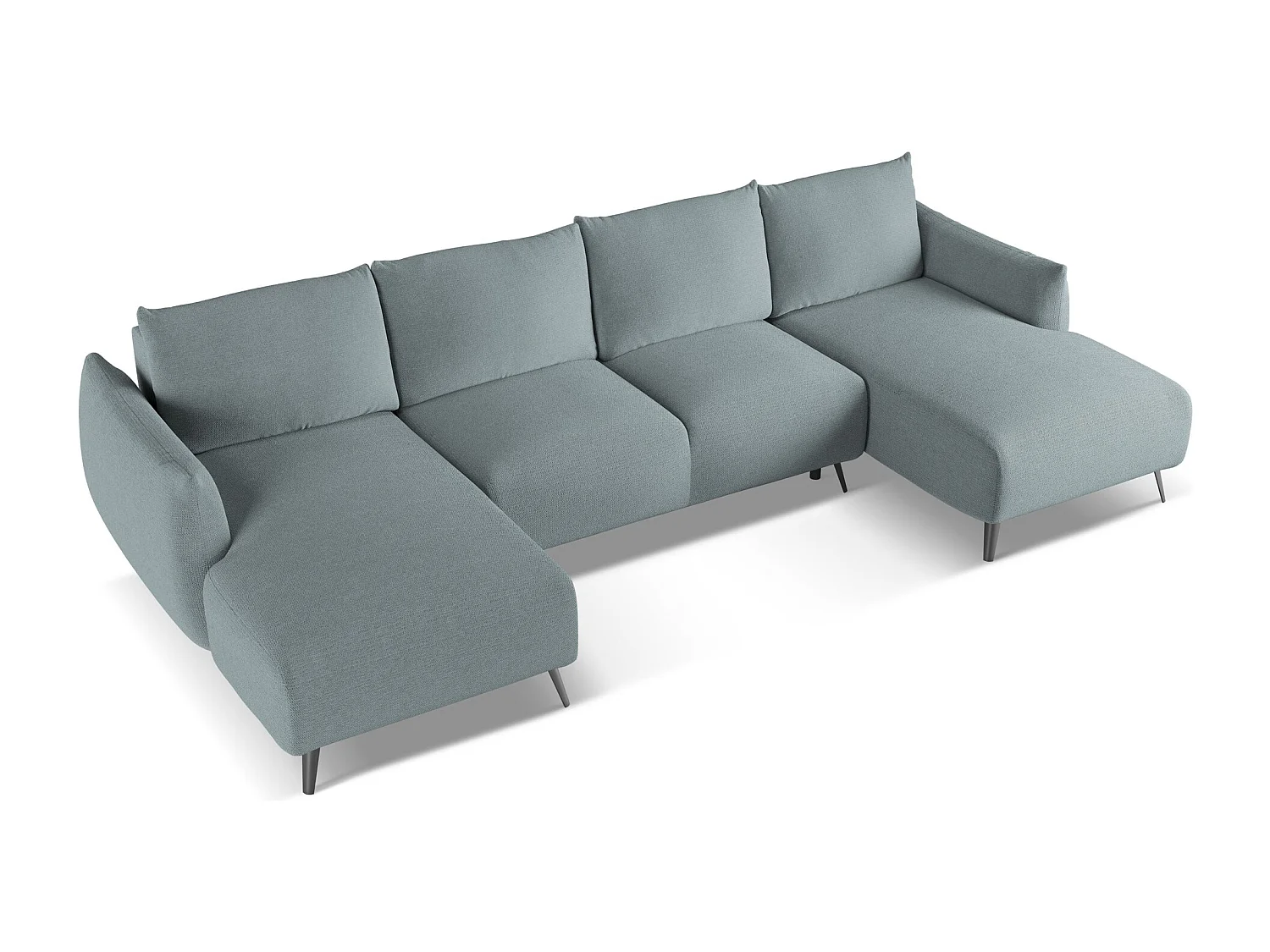 Panoramische hoekbank van jeans chenille stof - MALIE