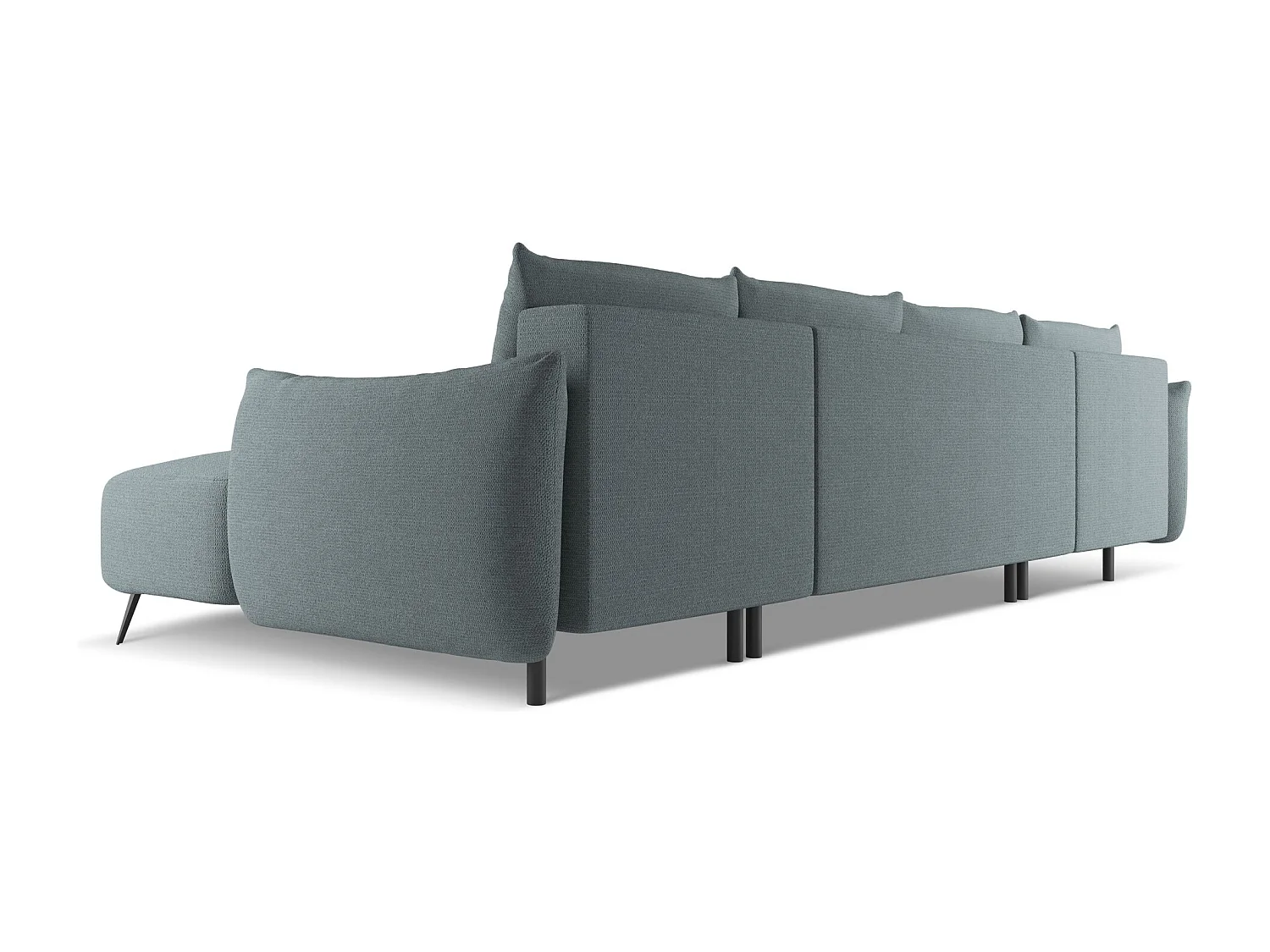 Panoramische hoekbank van jeans chenille stof - MALIE