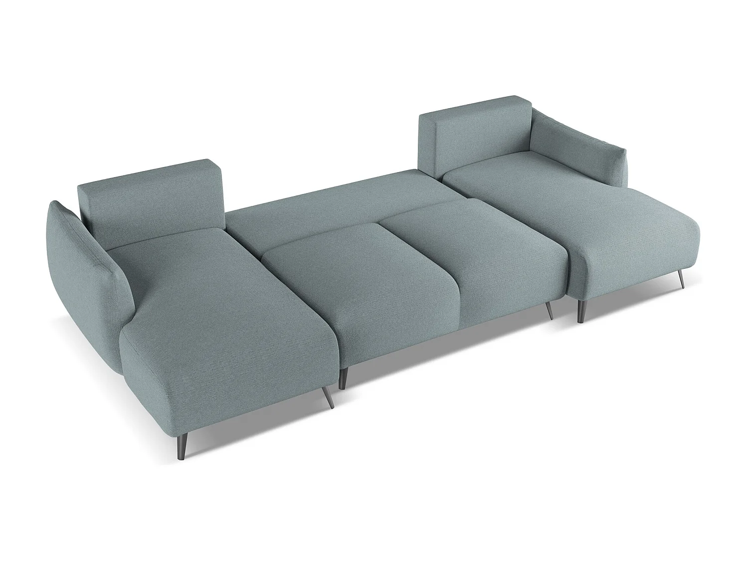 Panoramische hoekbank van jeans chenille stof - MALIE