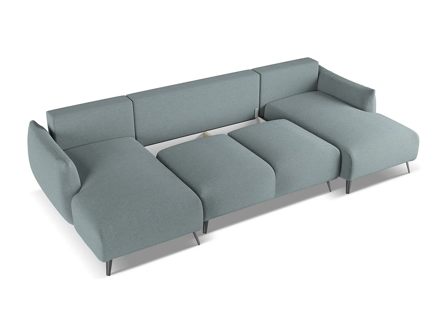 Panoramische hoekbank van jeans chenille stof - MALIE