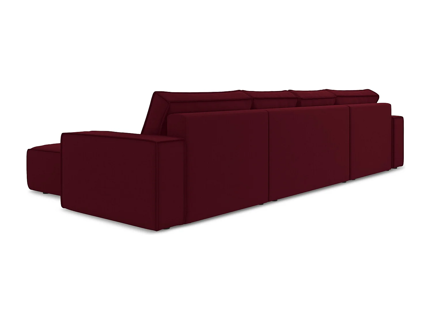 Canapé d'angle panoramique convertible en velours - bourgogne - KIMO
