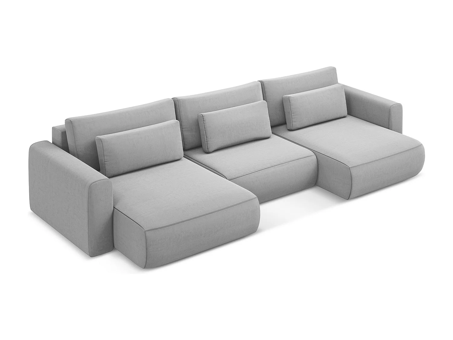 Panoramische hoekbank van grijs velours - KAPUA