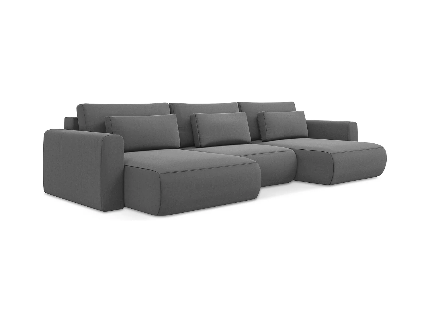 Canapé d'angle panoramique convertible en velours - gris - KAPUA