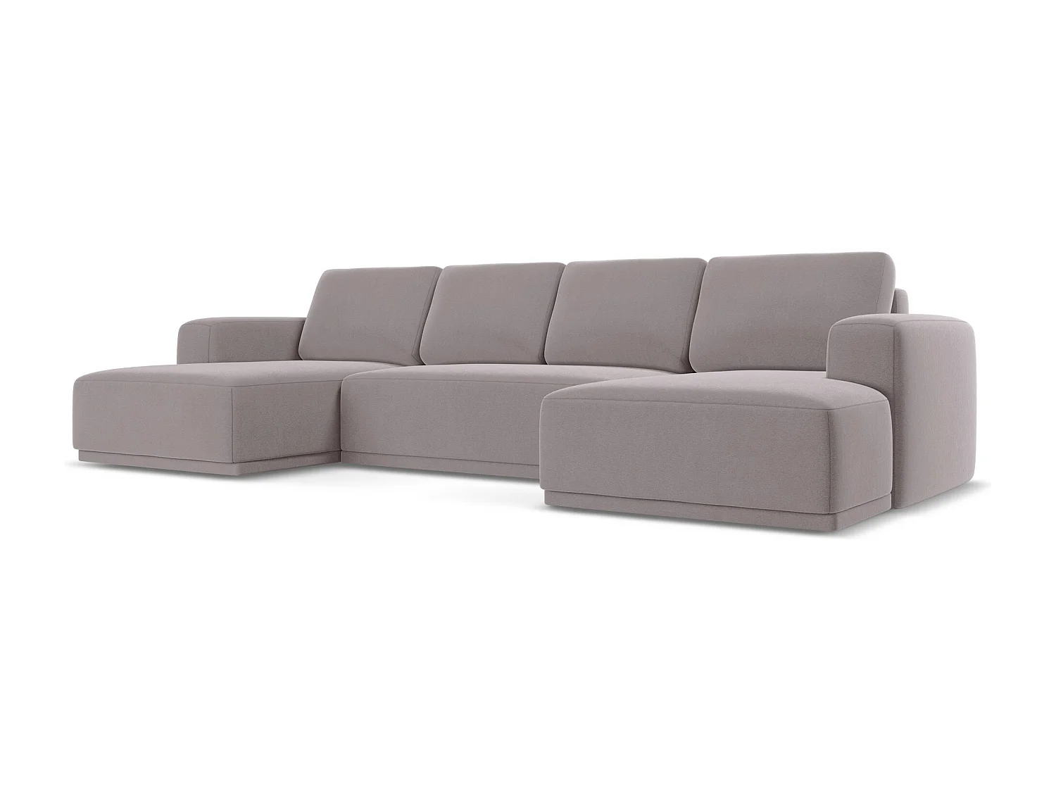 Panoramische hoekbank van lavendel velours - KAILA