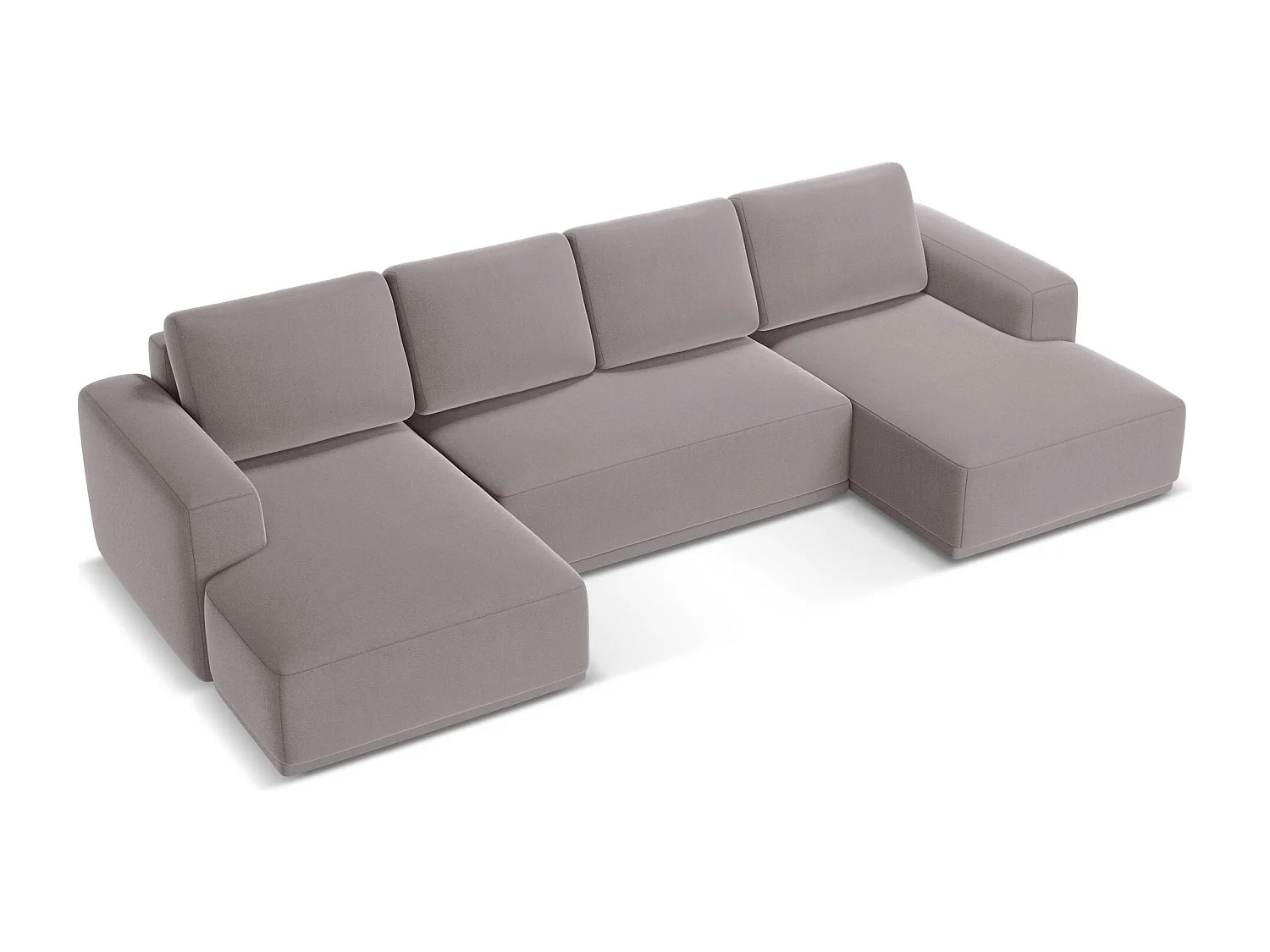 Panoramische hoekbank van lavendel velours - KAILA