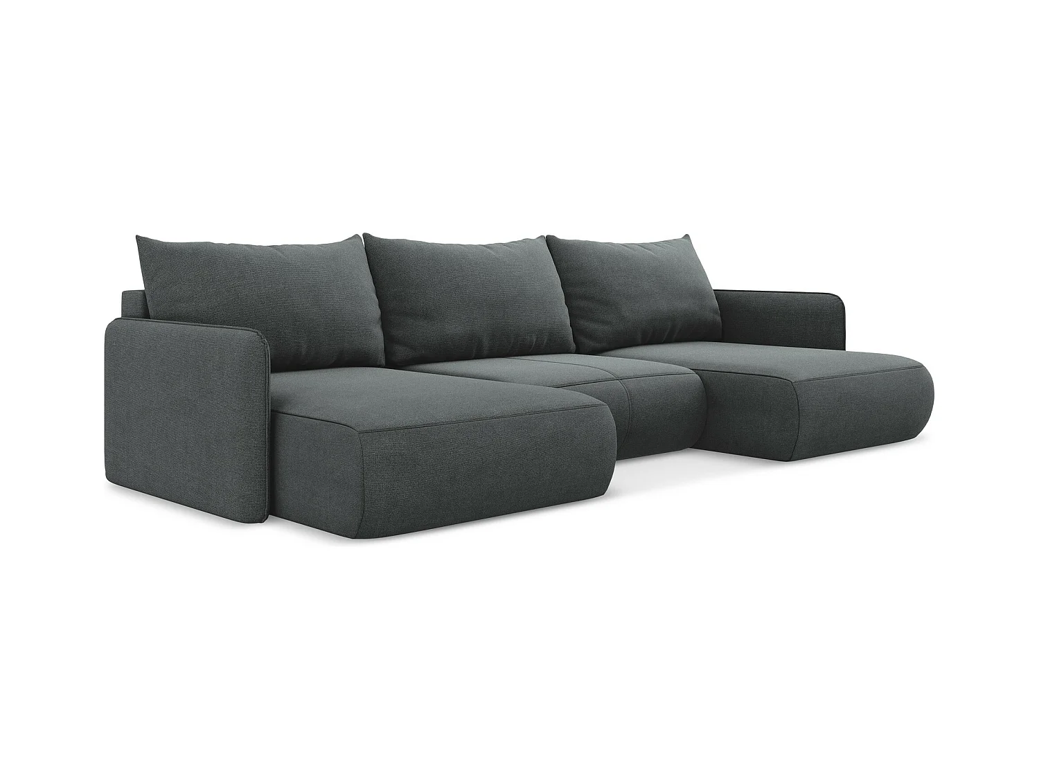 Große Wohnlandschaft - Ecke Rechts - Strukturstoff - Grau - NANEA
