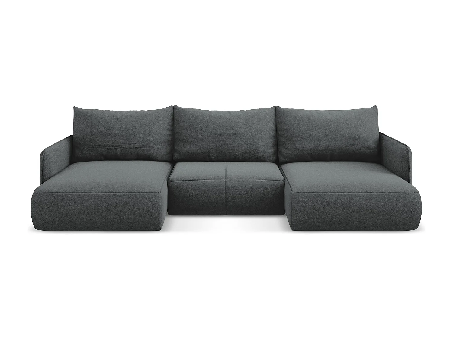 Canapé d'angle panoramique convertible en tissu texturé - gris - NANEA