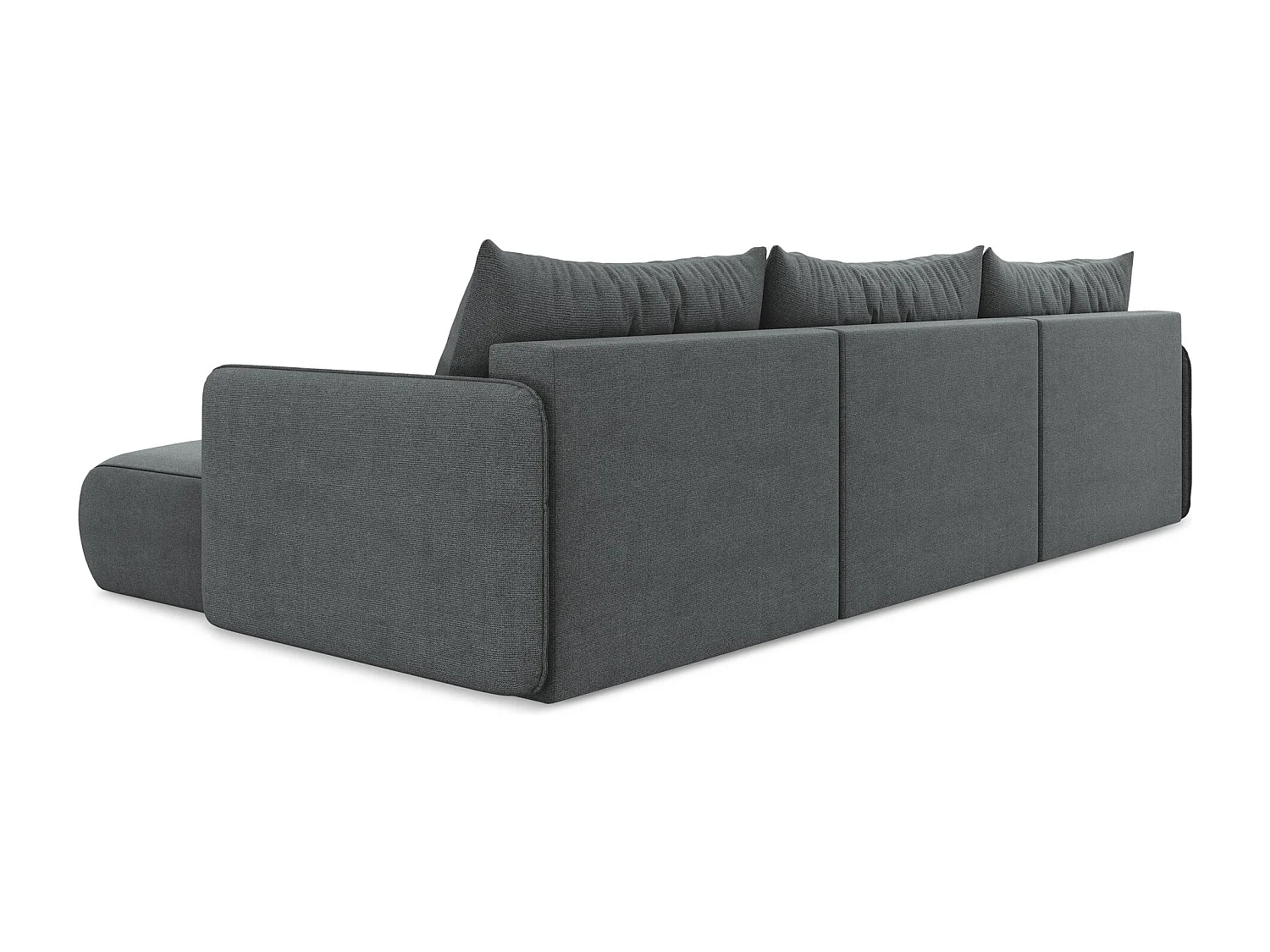 Canapé d'angle panoramique convertible en tissu texturé - gris - NANEA