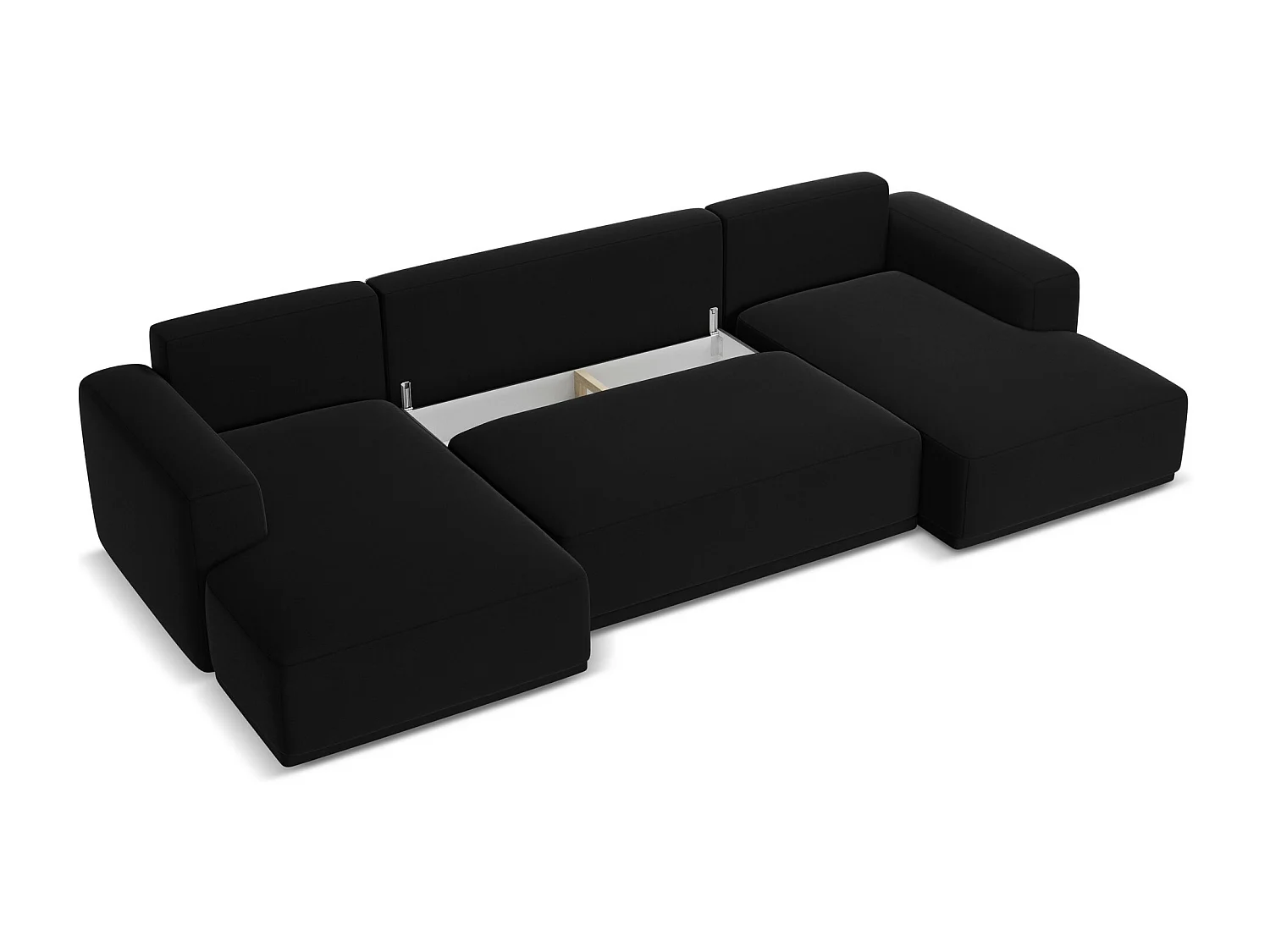 Sofa panoramiczna z funkcją spania - z tkaniny welwetowej - czarny - KAILA