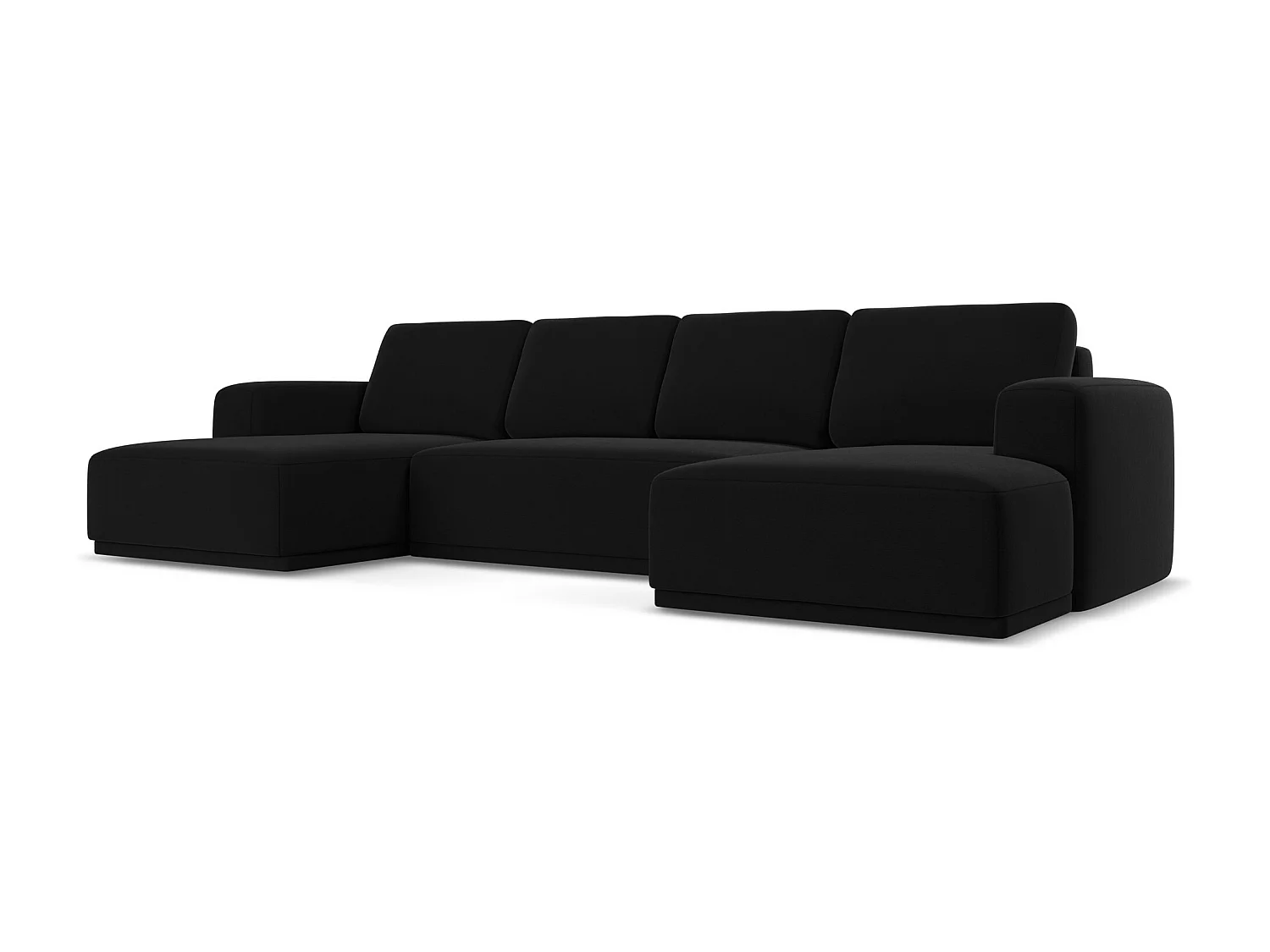 Sofa panoramiczna z funkcją spania - z tkaniny welwetowej - czarny - KAILA