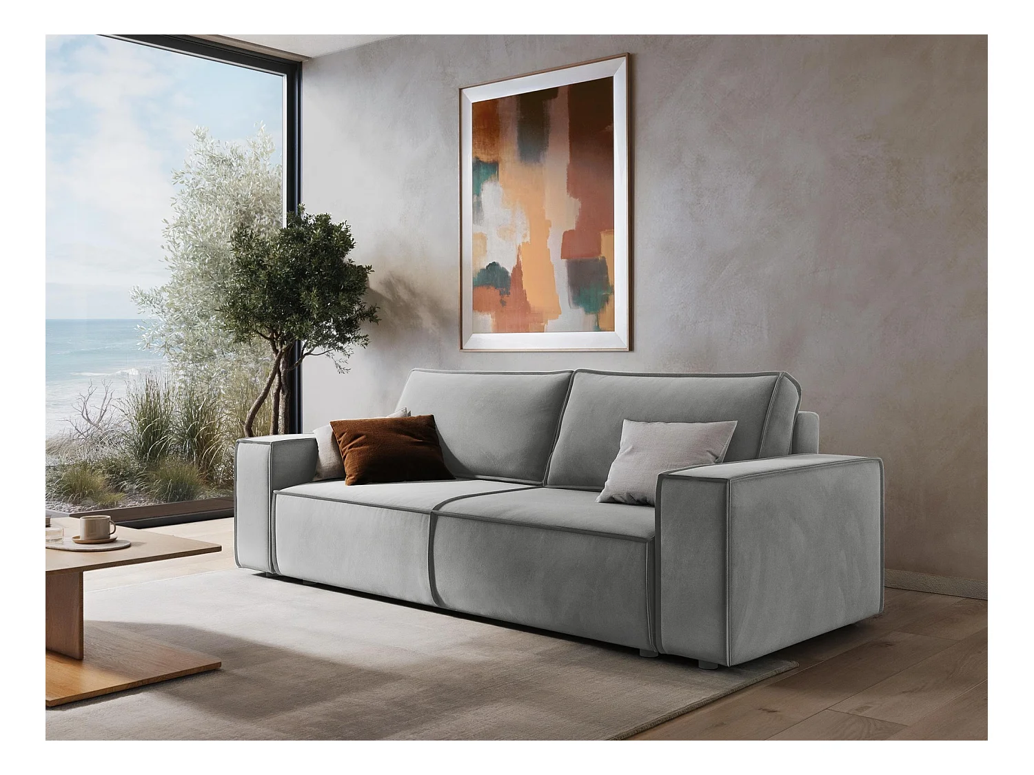 Große Wohnlandschaft - Ecke Rechts - Samt - Lavendel - KIMO