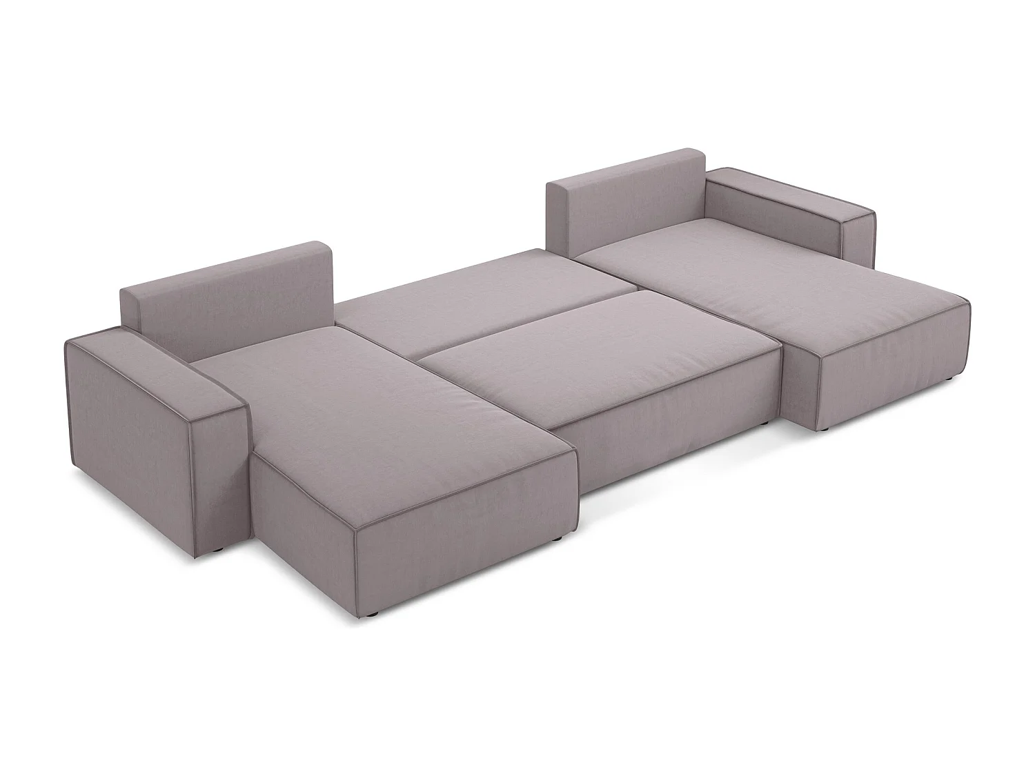 Sofa panoramiczna z funkcją spania - z tkaniny welwetowej - lawendowy - KIMO