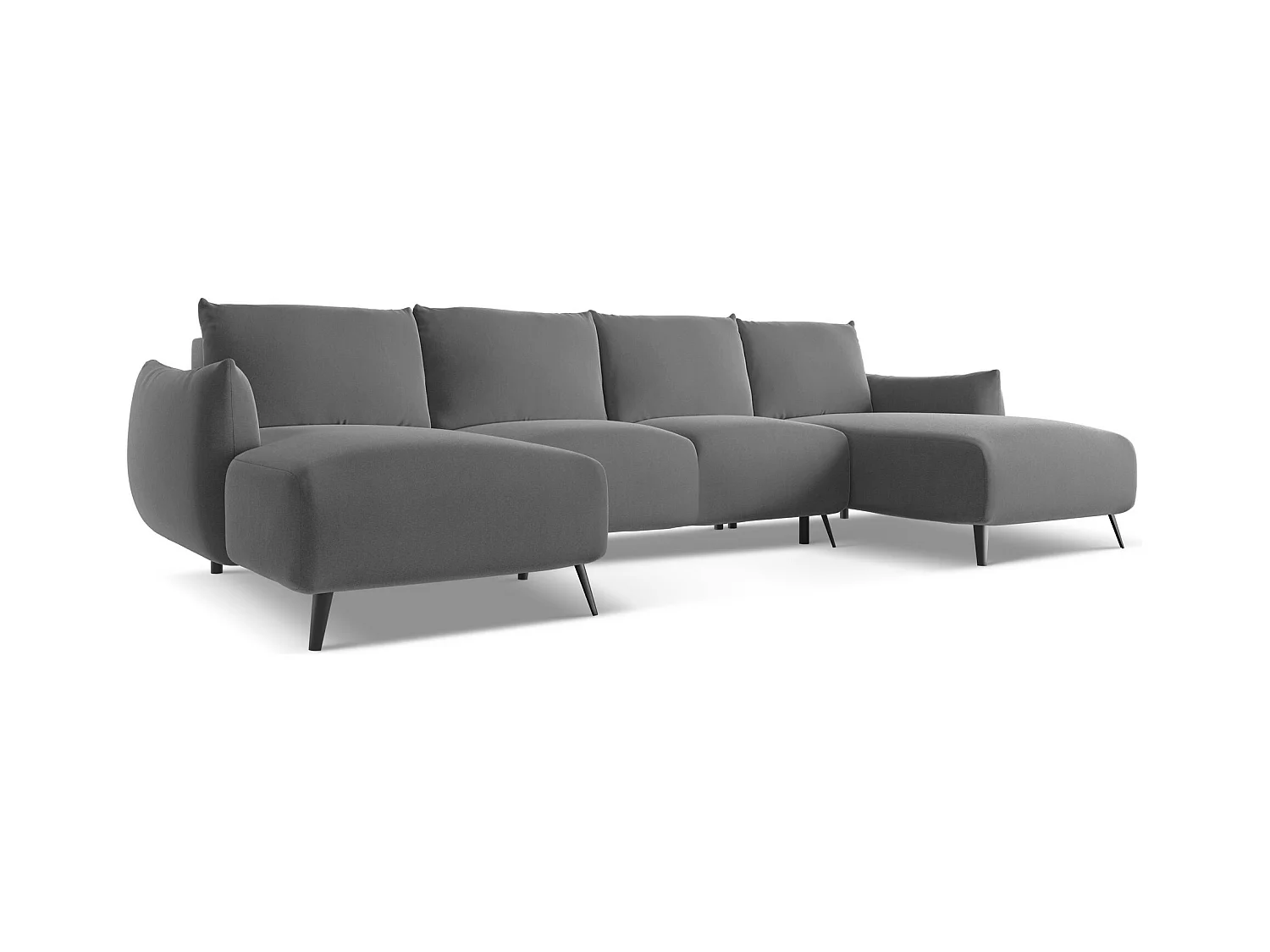 Große Wohnlandschaft - Ecke Rechts - Samt - Grau - MALIE