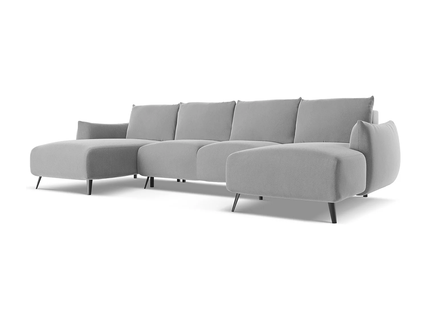 Canapé d'angle panoramique convertible en velours - gris - MALIE