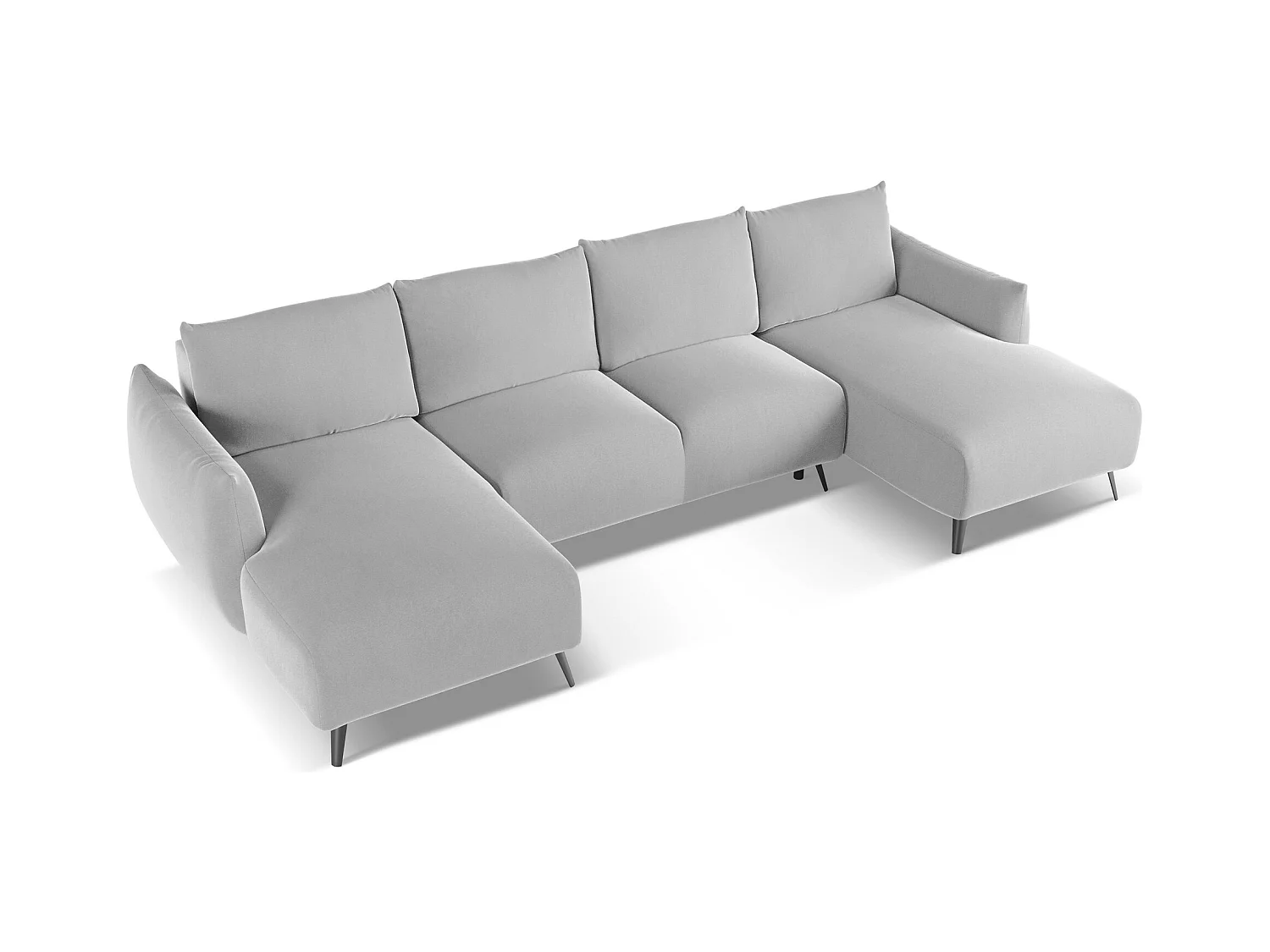 Canapé d'angle panoramique convertible en velours - gris - MALIE