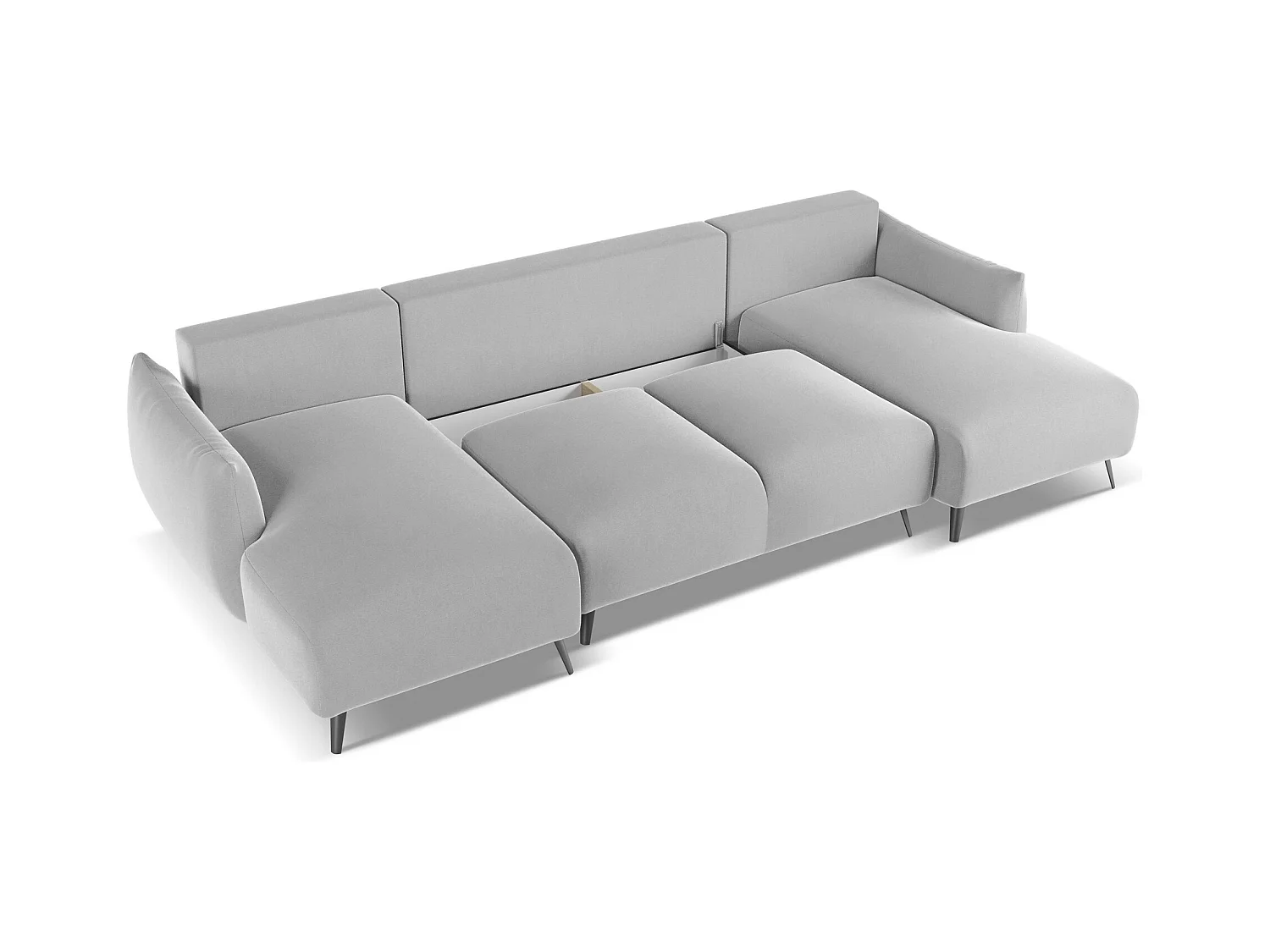 Canapé d'angle panoramique convertible en velours - gris - MALIE