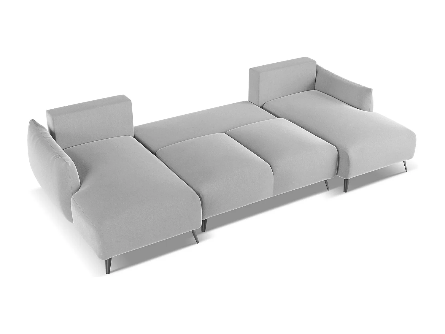 Canapé d'angle panoramique convertible en velours - gris - MALIE