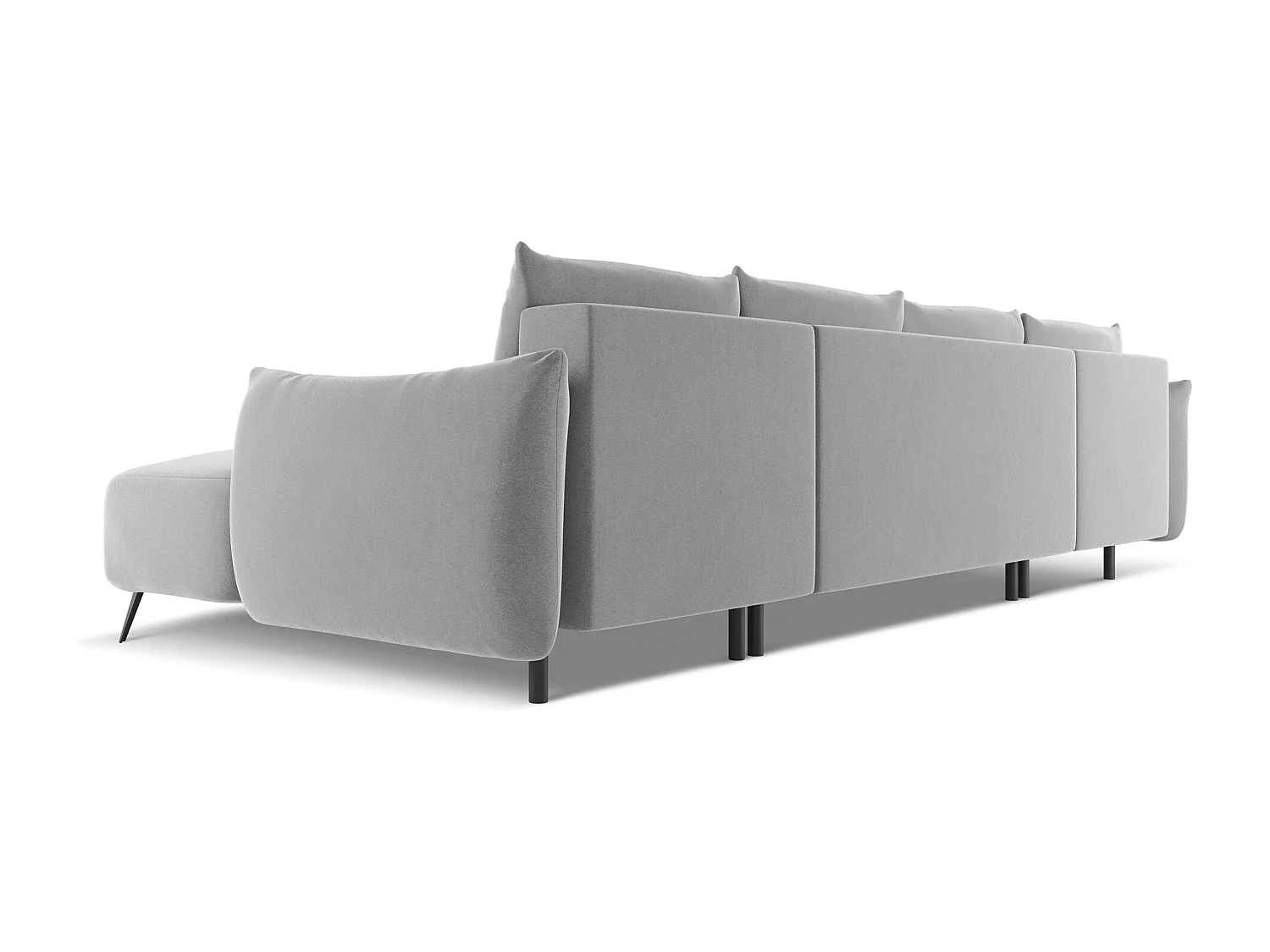 Canapé d'angle panoramique convertible en velours - gris - MALIE