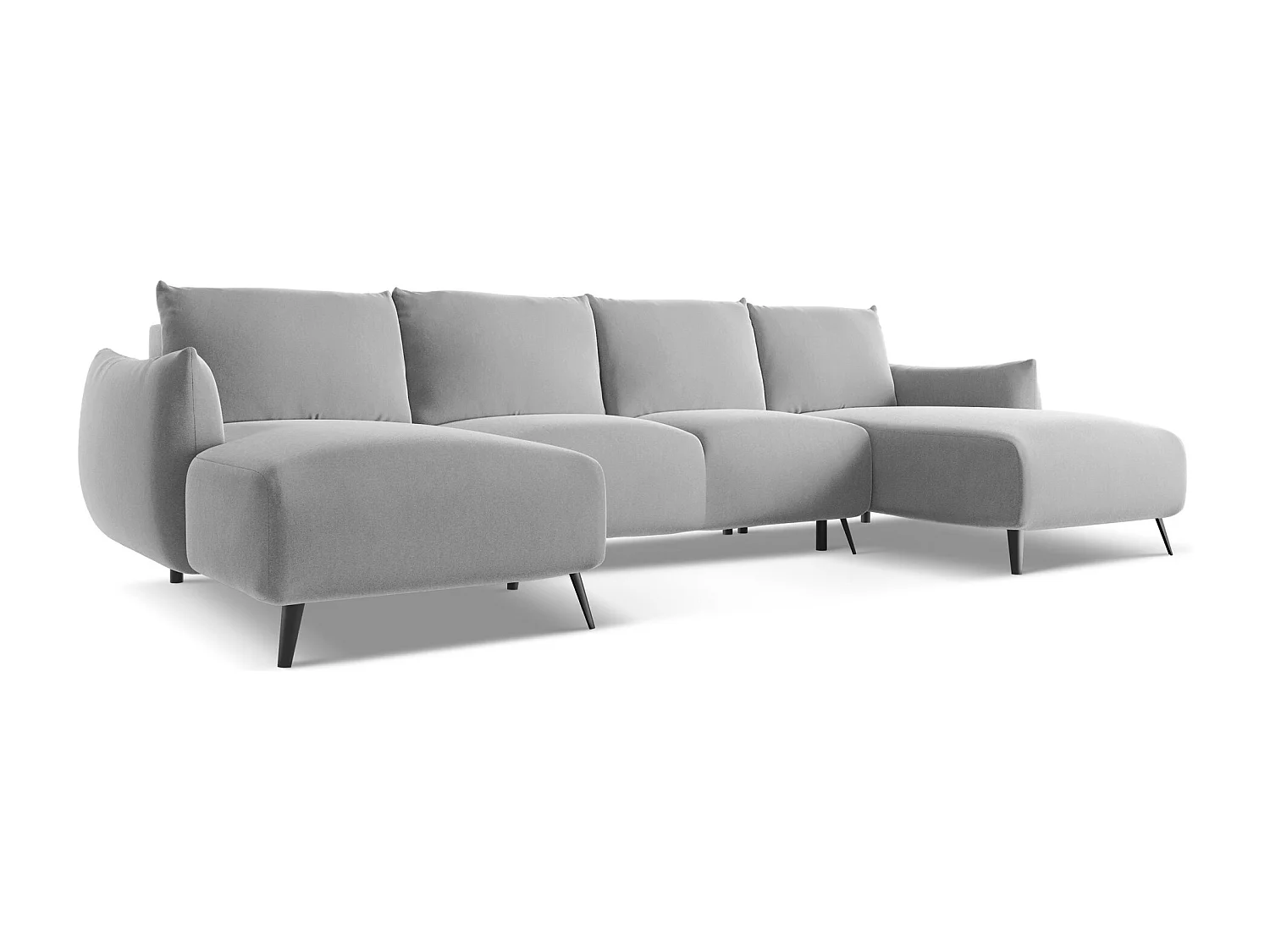 Canapé d'angle panoramique convertible en velours - gris - MALIE