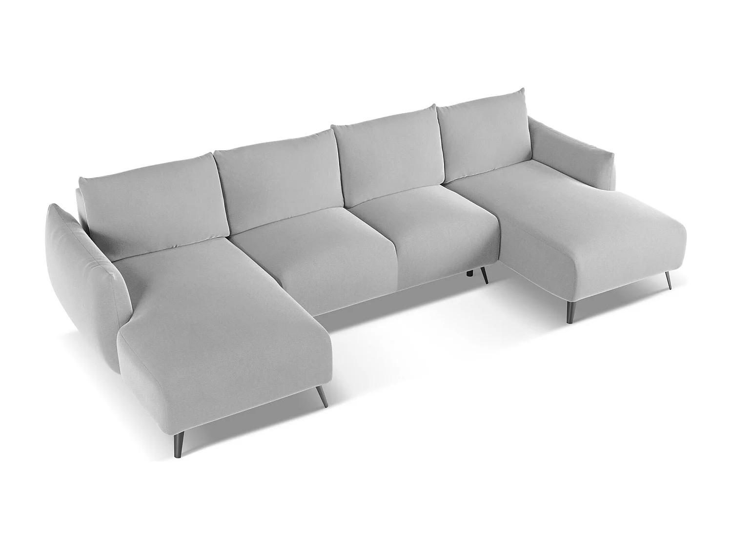 Canapé d'angle panoramique convertible en velours - gris - MALIE