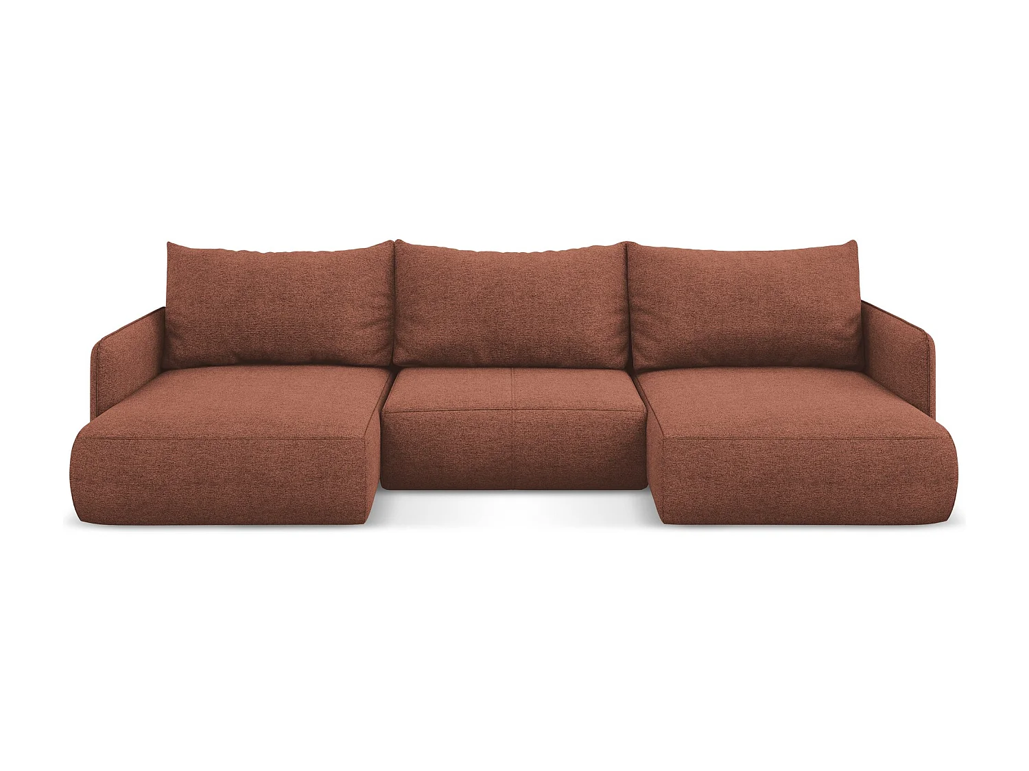 Canapé d'angle panoramique convertible en tissu chenille - rose sourd - NANEA