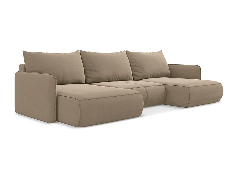 Große Wohnlandschaft - Ecke Rechts - Samt - Hell beige - NANEA