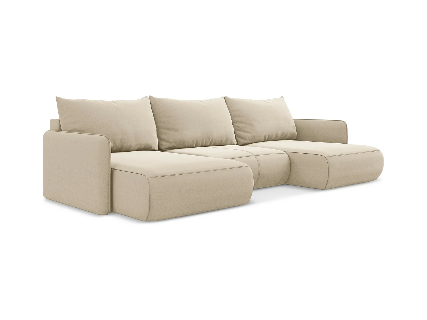 Große Wohnlandschaft - Ecke Rechts - Samt - Hell beige - NANEA