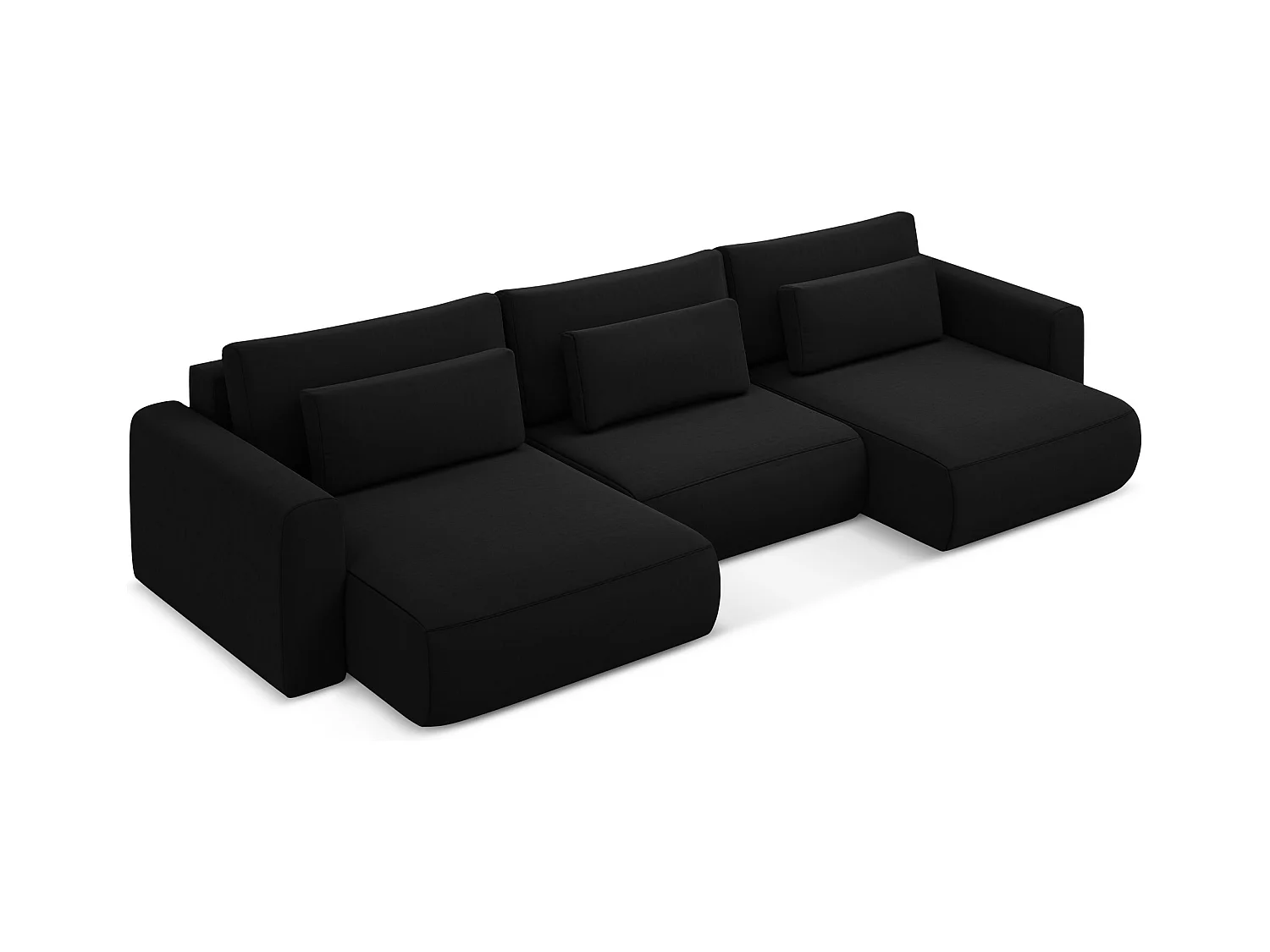 Sofa panoramiczna z funkcją spania - z tkaniny welwetowej - czarny - KAPUA