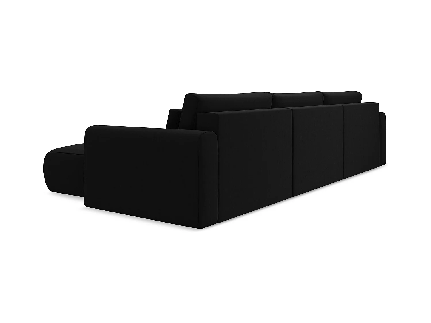 Sofa panoramiczna z funkcją spania - z tkaniny welwetowej - czarny - KAPUA