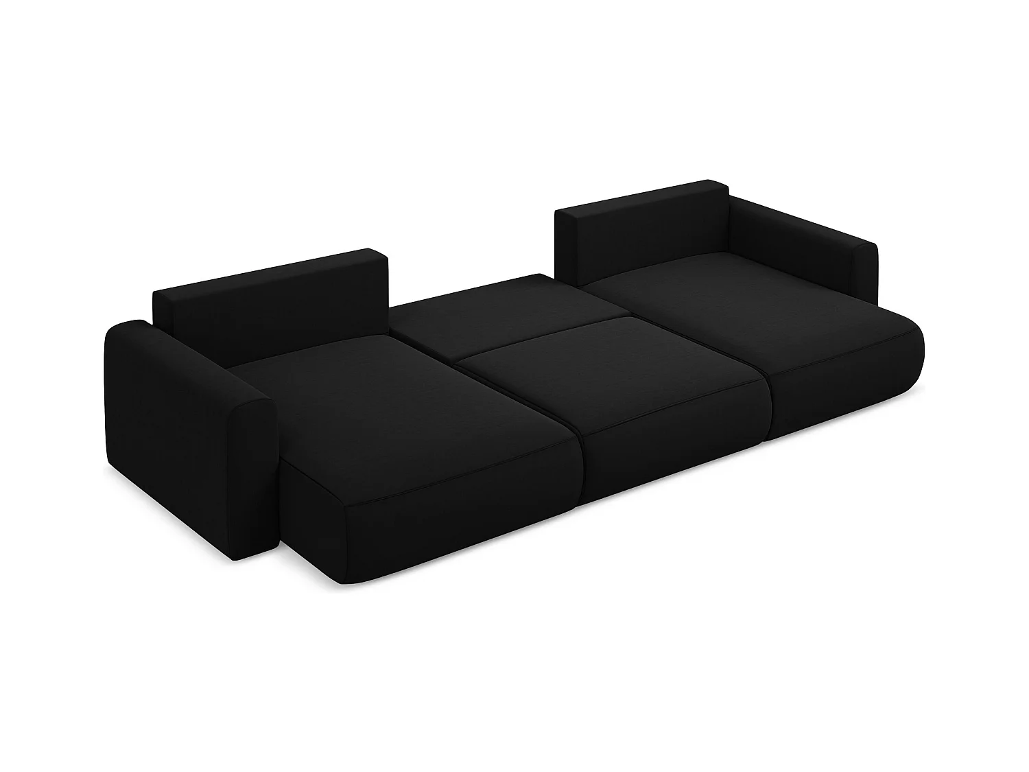 Sofa panoramiczna z funkcją spania - z tkaniny welwetowej - czarny - KAPUA