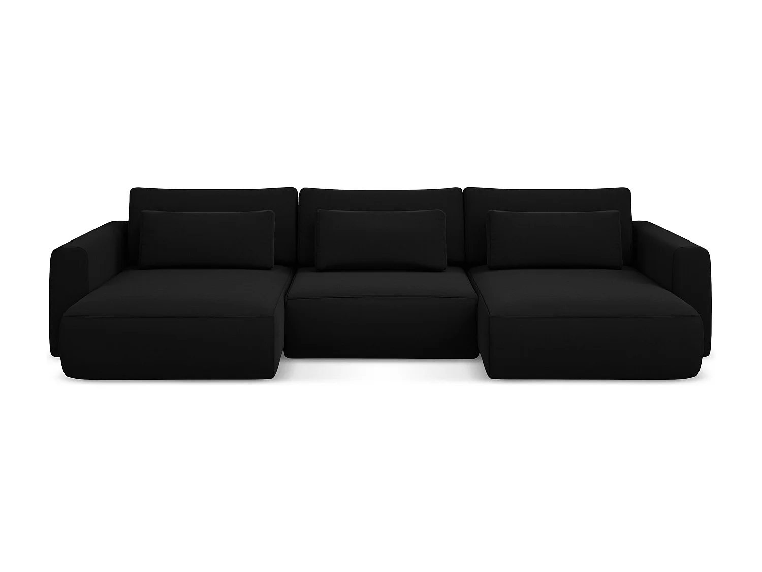 Panoramische hoekbank van zwart velours - KAPUA