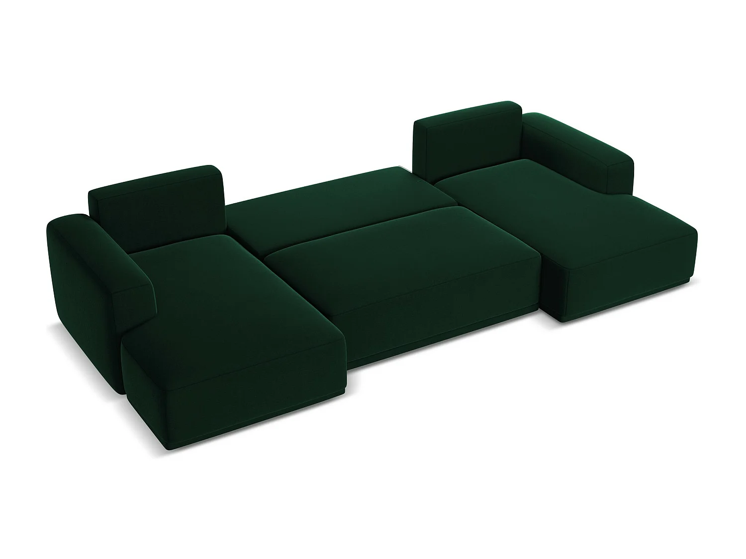 Canapé d'angle panoramique convertible en velours - bouteille verte - KAILA