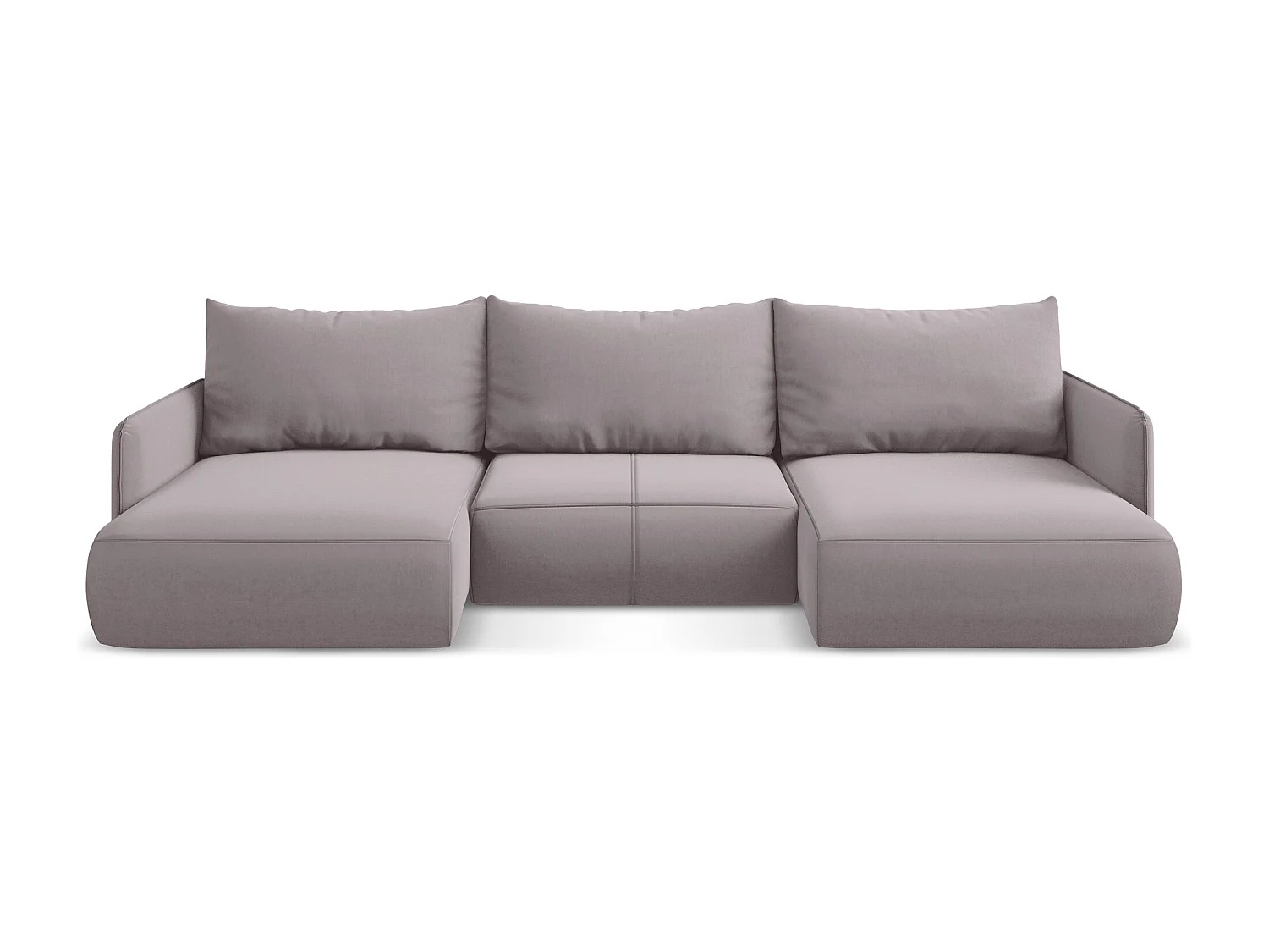 Panoramische hoekbank van lavendel velours - NANEA