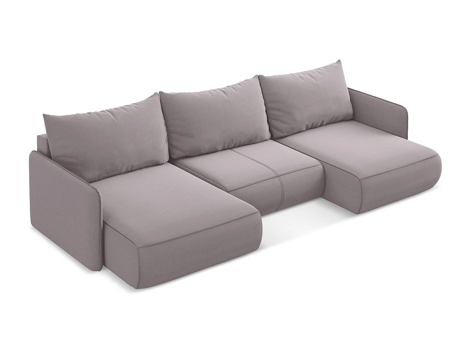 Panoramische hoekbank van lavendel velours - NANEA