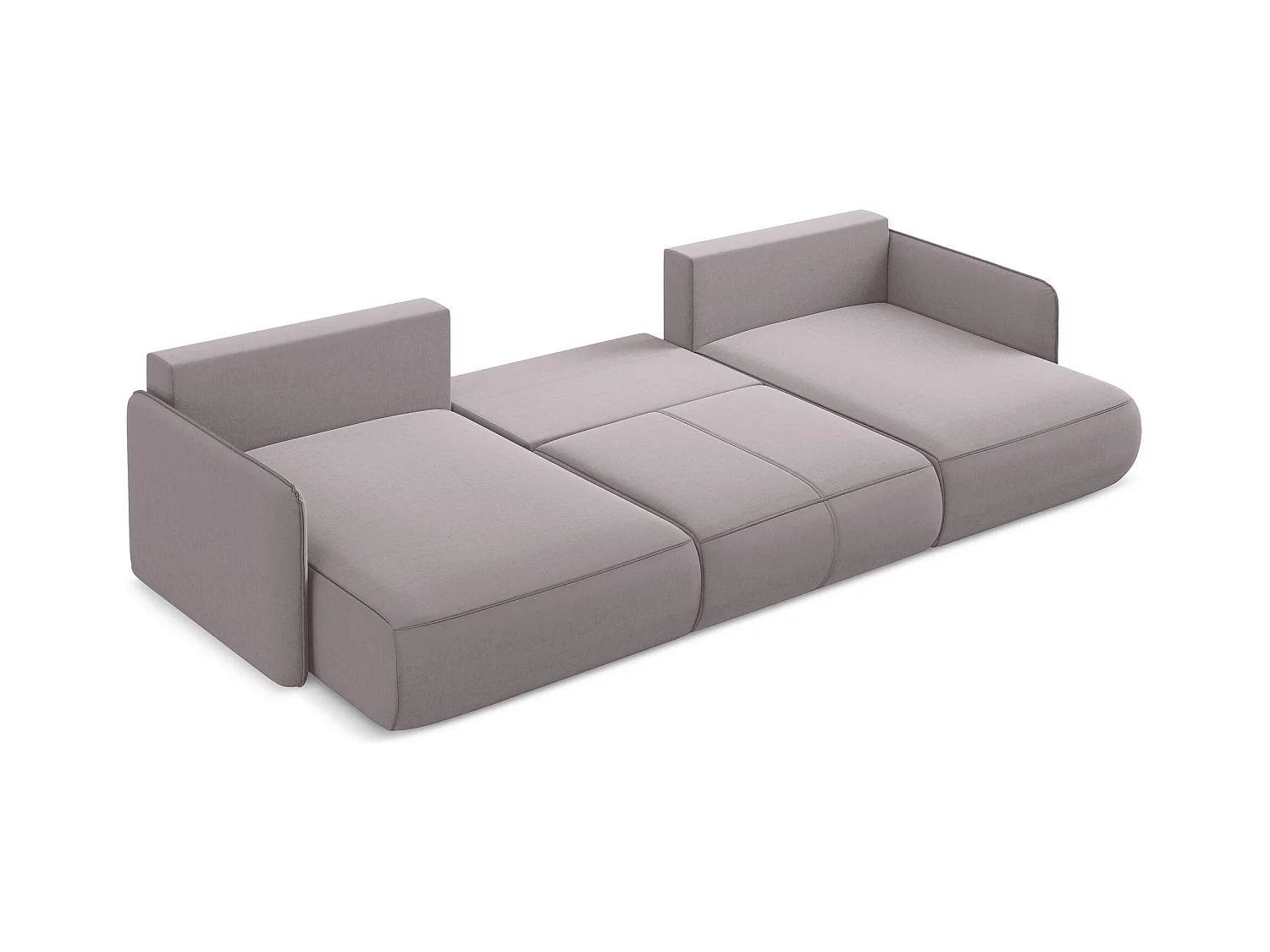 Panoramische hoekbank van lavendel velours - NANEA