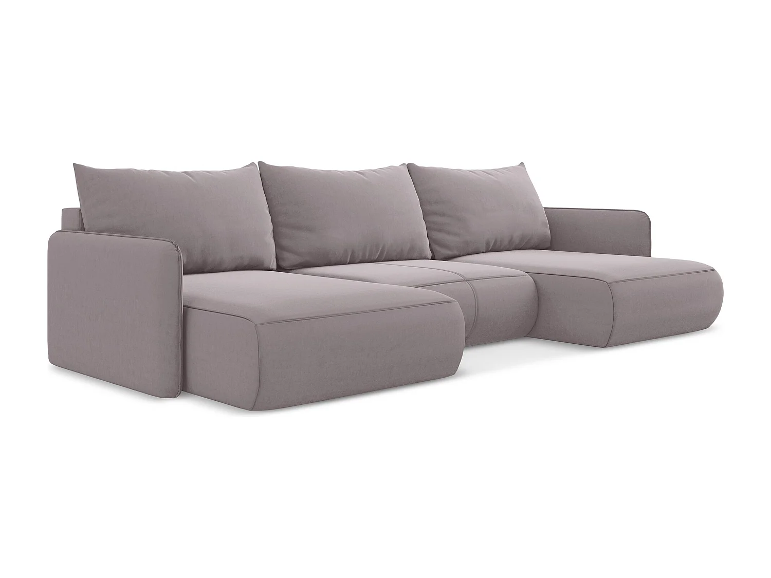 Canapé d'angle panoramique convertible en velours - lavande - NANEA