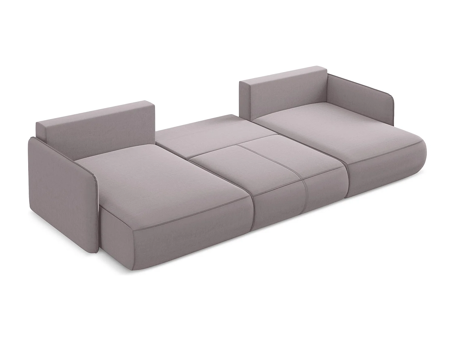 Canapé d'angle panoramique convertible en velours - lavande - NANEA